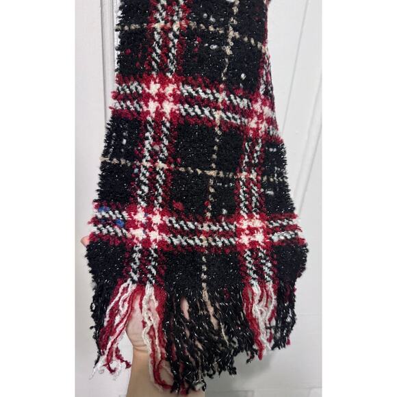 NWT Burberry London Black Red Wool Scarf Muffler 60in by 8in - Picture 4 of 7
